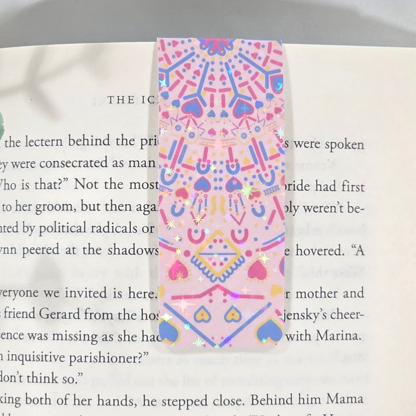 Pink Pattern | Sparkle Holographic Magnetic Bookmark