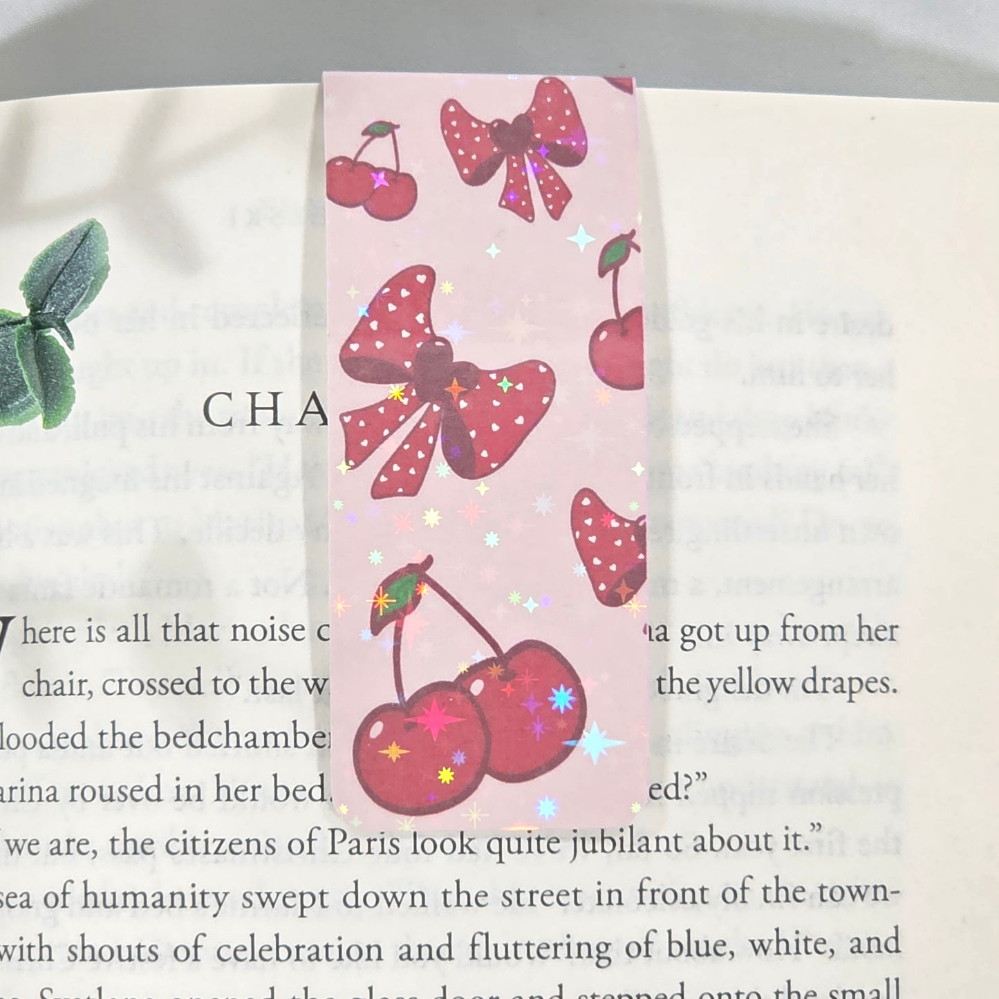 Cherry Bow | Sparkle Holographic Magnetic Bookmark