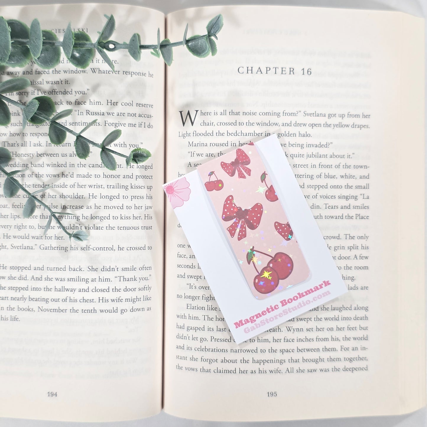 Cherry Bow | Sparkle Holographic Magnetic Bookmark