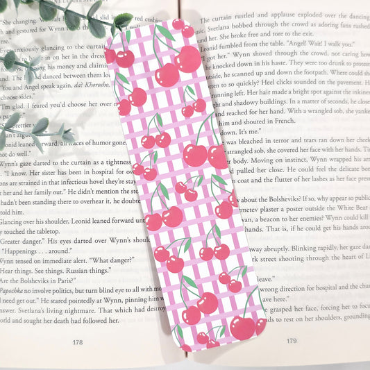 Cherry Gingham | Bookmark (2x7")