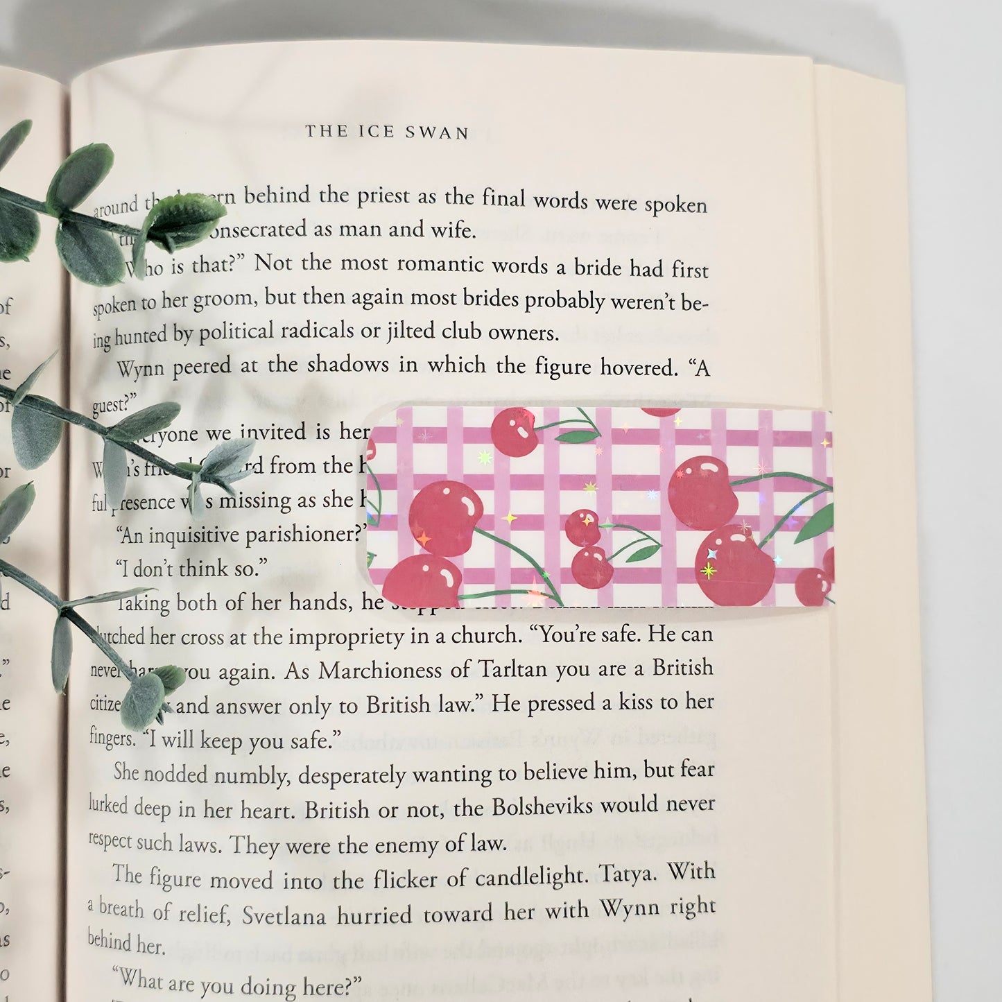 Cherry Gingham | Sparkle Holographic Magnetic Bookmark