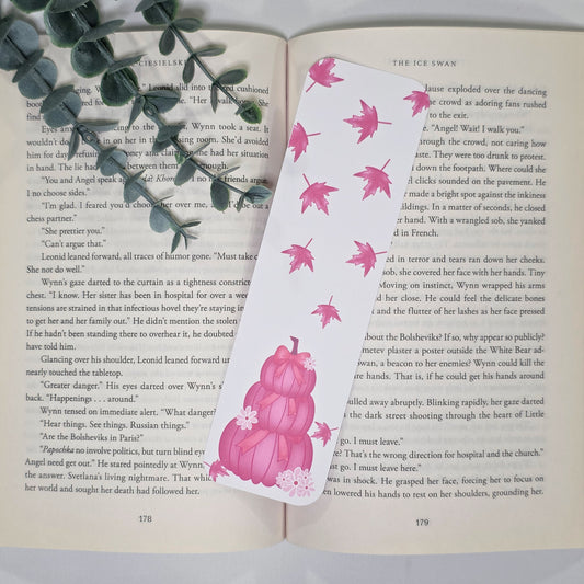 Pink Pumpkin Stack | Bookmark (2x7")
