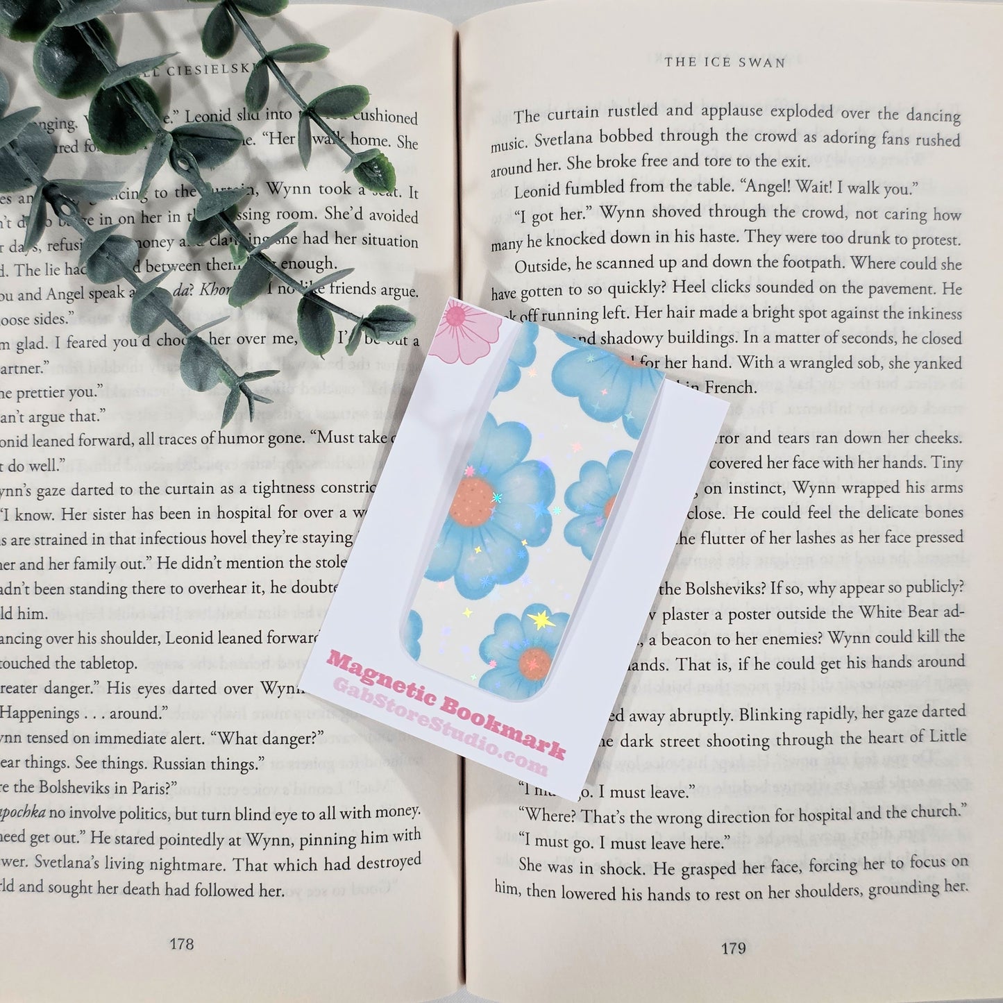 Blue Floral | Sparkle Holographic Magnetic Bookmark