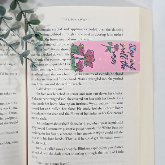 Stop & Smell the Roses | Sparkle Holographic Magnetic Bookmark