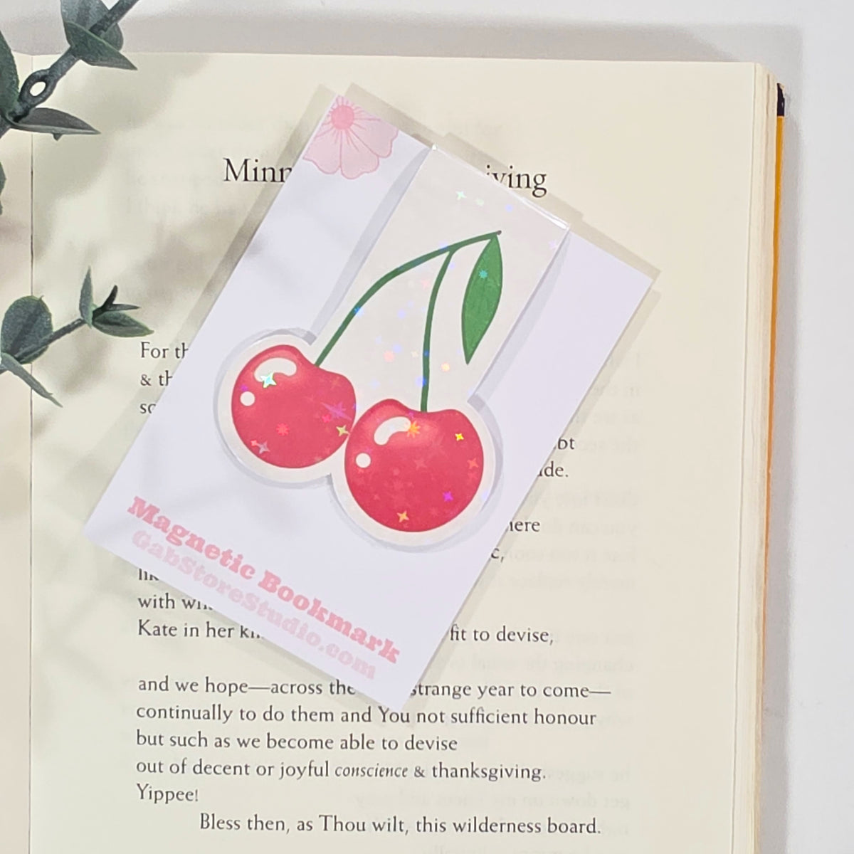 Classic Cherries | Sparkle Holographic Magnetic Bookmark