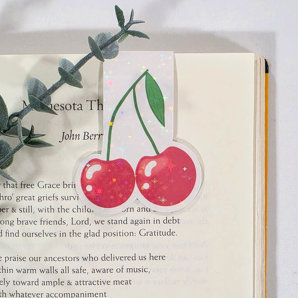 Classic Cherries | Sparkle Holographic Magnetic Bookmark