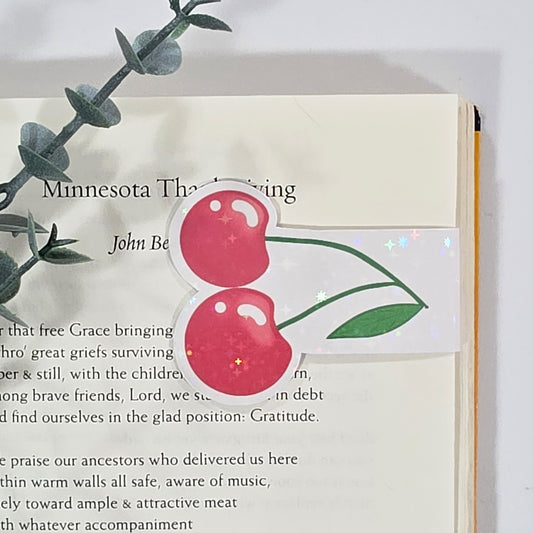 Classic Cherries | Sparkle Holographic Magnetic Bookmark