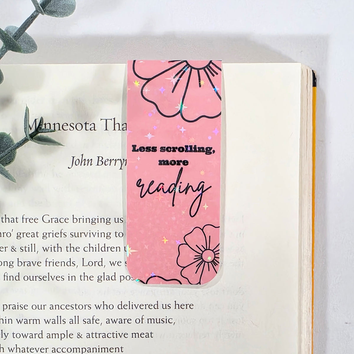 Less Scrolling More Reading | Sparkle Holographic Magnetic Bookmark