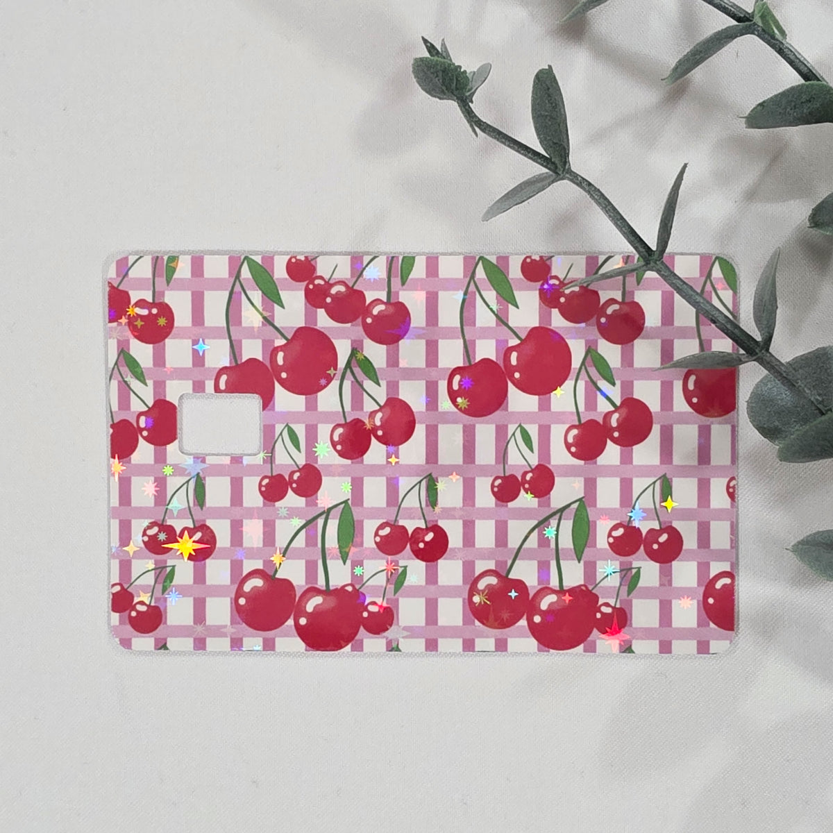 Credit Card Skin Sticker – Cherry Gingham Pattern