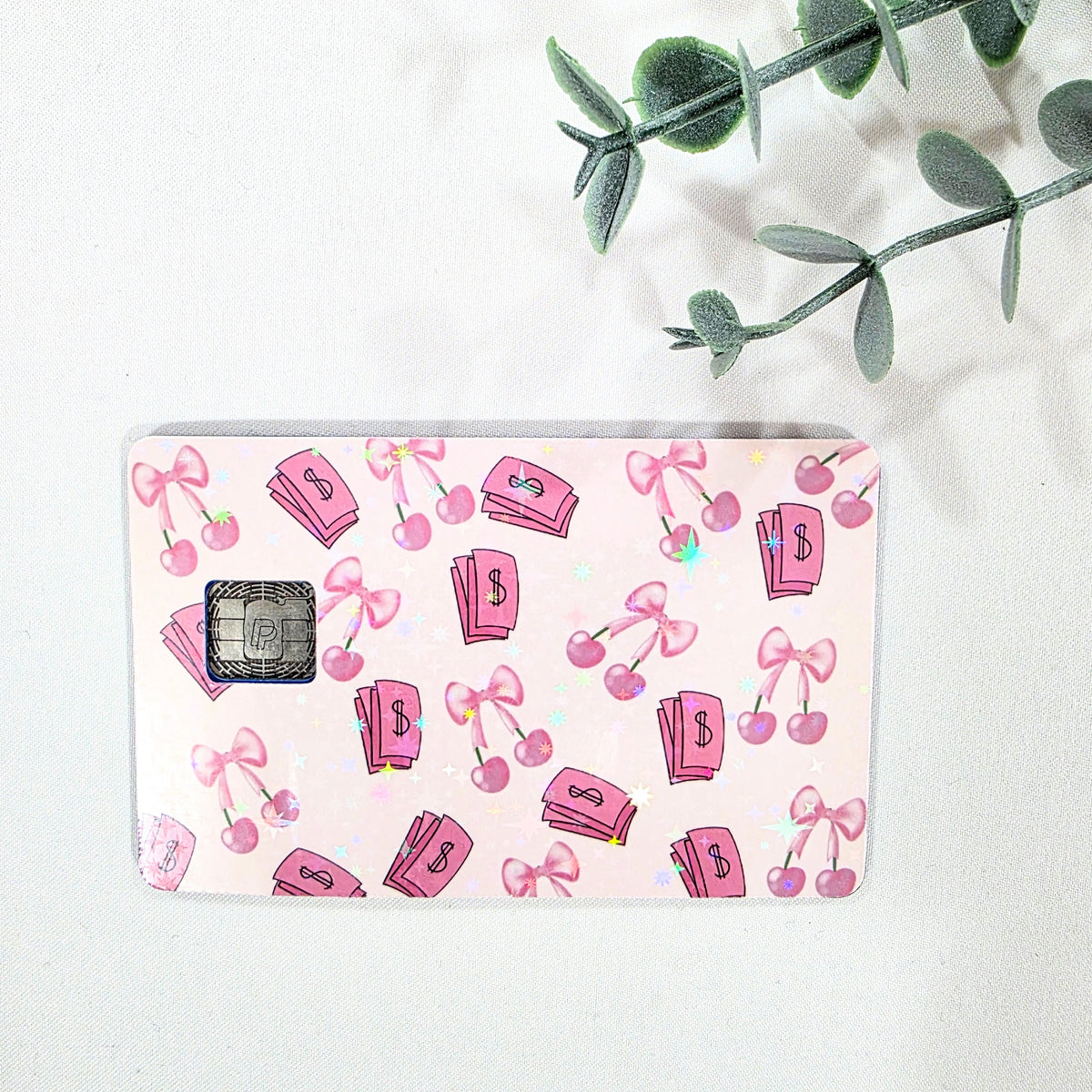 Credit Card Skin Sticker – Pink Dollar Bills Design