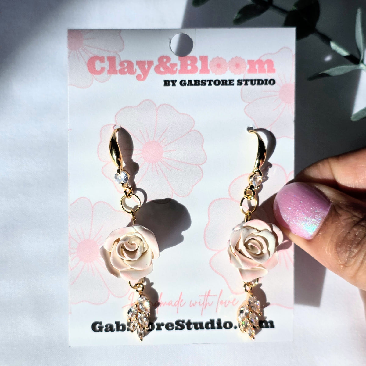 Handmade Rose Dangle Earrings