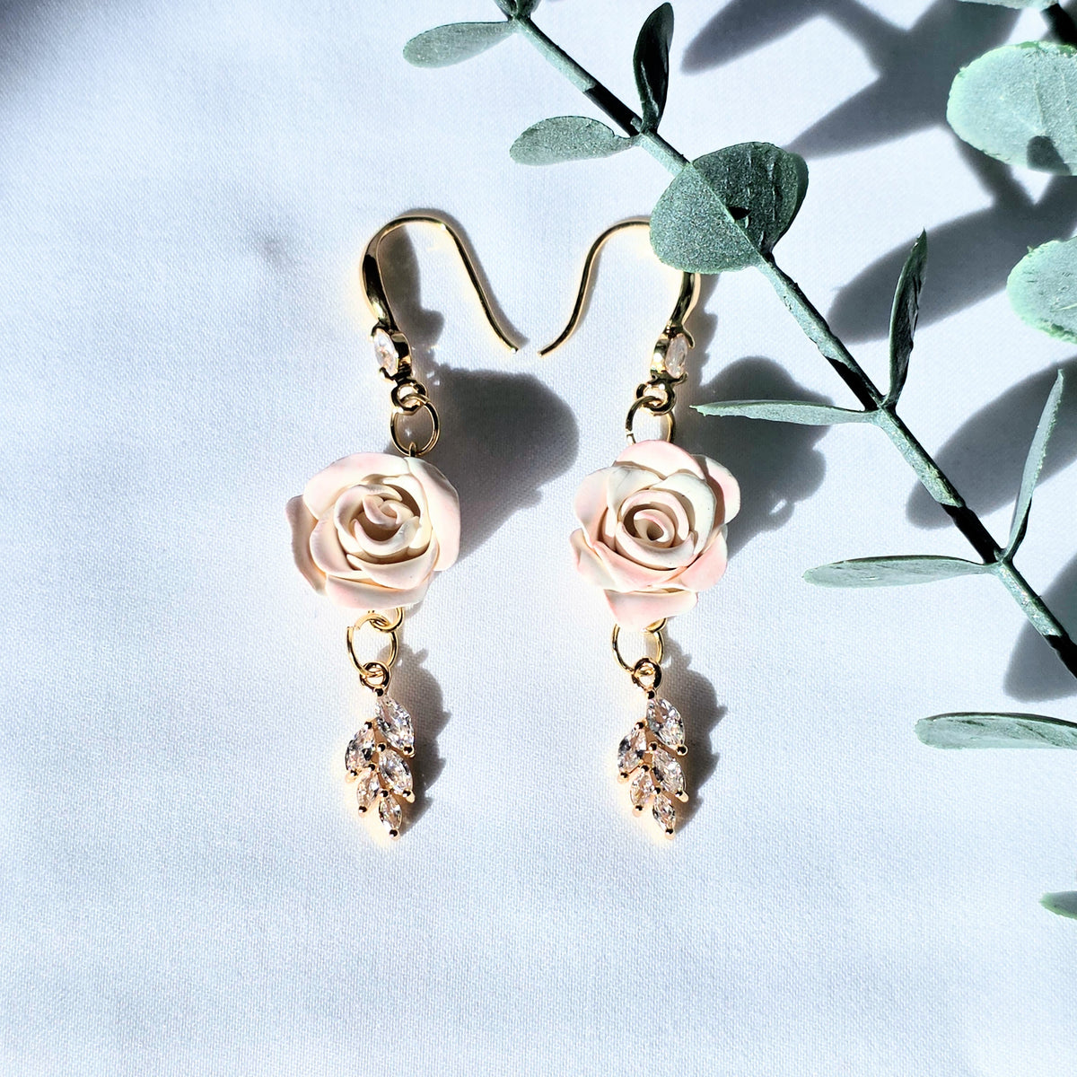 Handmade Rose Dangle Earrings