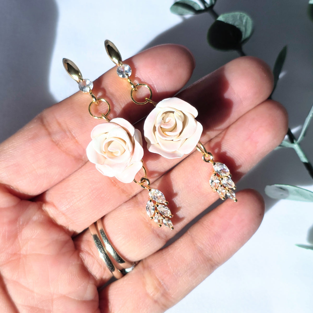 Handmade Rose Dangle Earrings