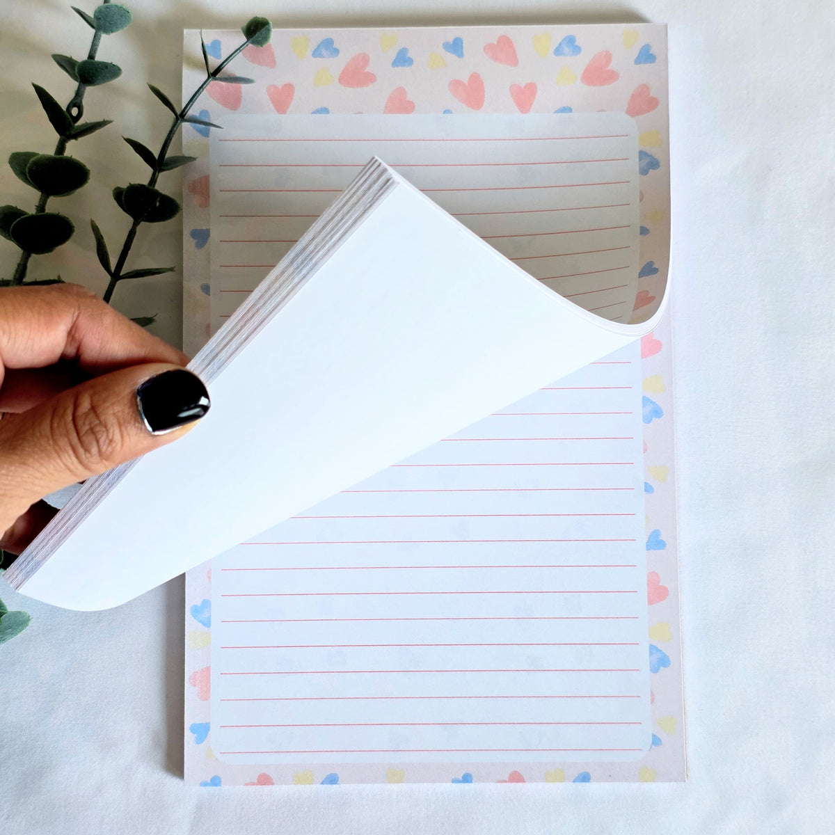 Heart Lined Notepad – 50 Tear Away Pages | Pastel Stationery Pad