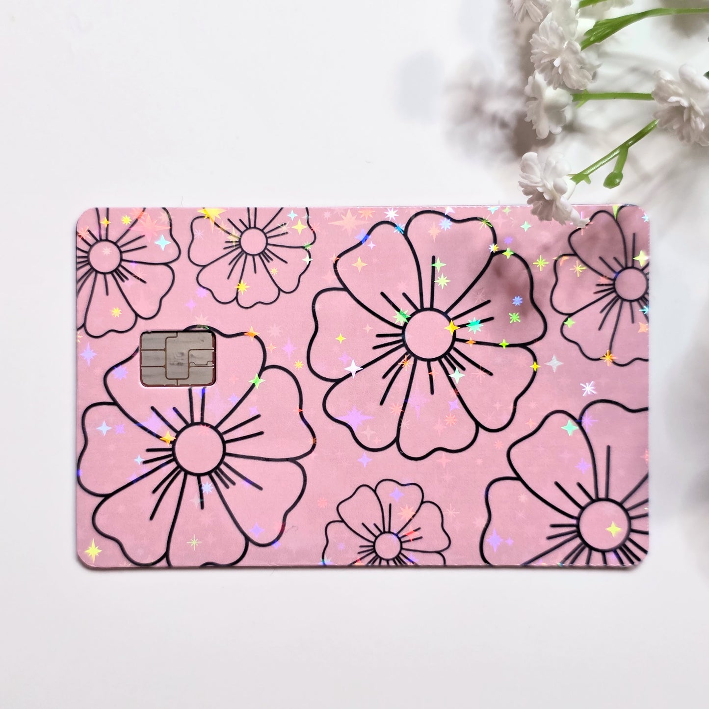 Pink Floral Credit Card Sticker – Cute Debit Card Skin Vinyl Card Decal