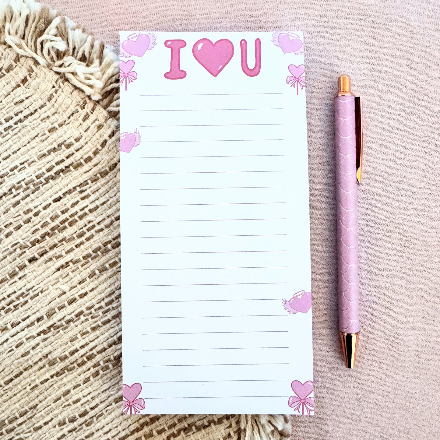 Pink I Love U Notepad / Memo Pad