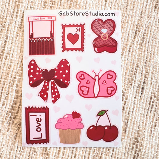 Red Bows & Cherries Valentine’s Day Sticker Sheet