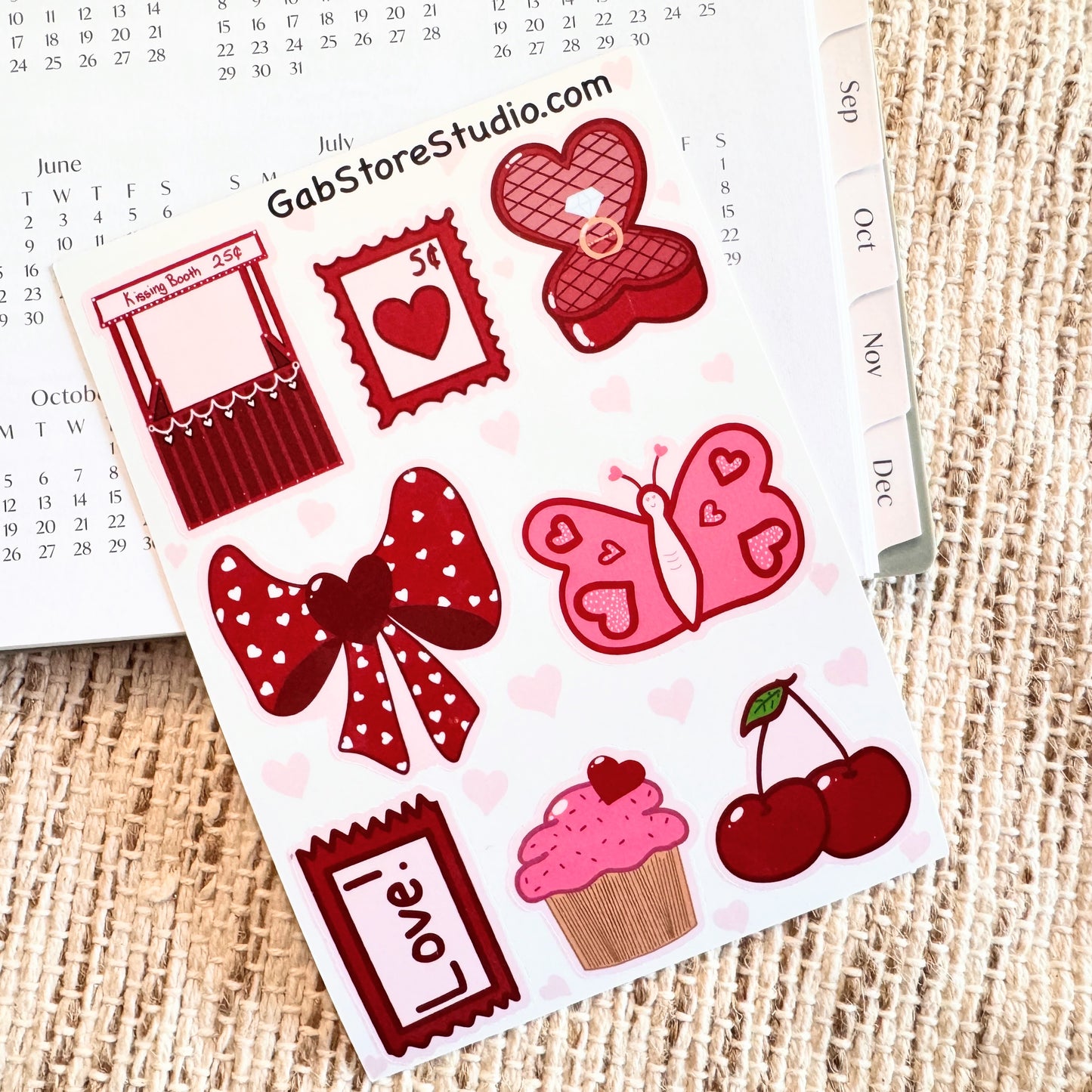 Red Bows & Cherries Valentine’s Day Sticker Sheet
