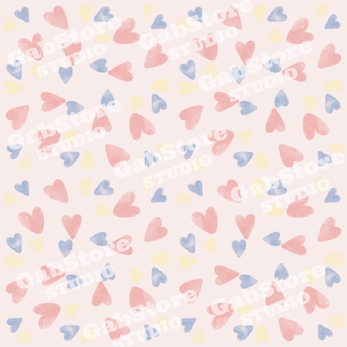 Pastel Hearts | 12x12 PNG Seamless File