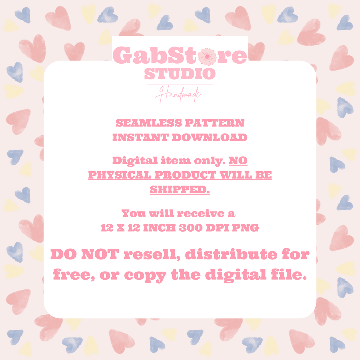 Pastel Hearts | 12x12 PNG Seamless File