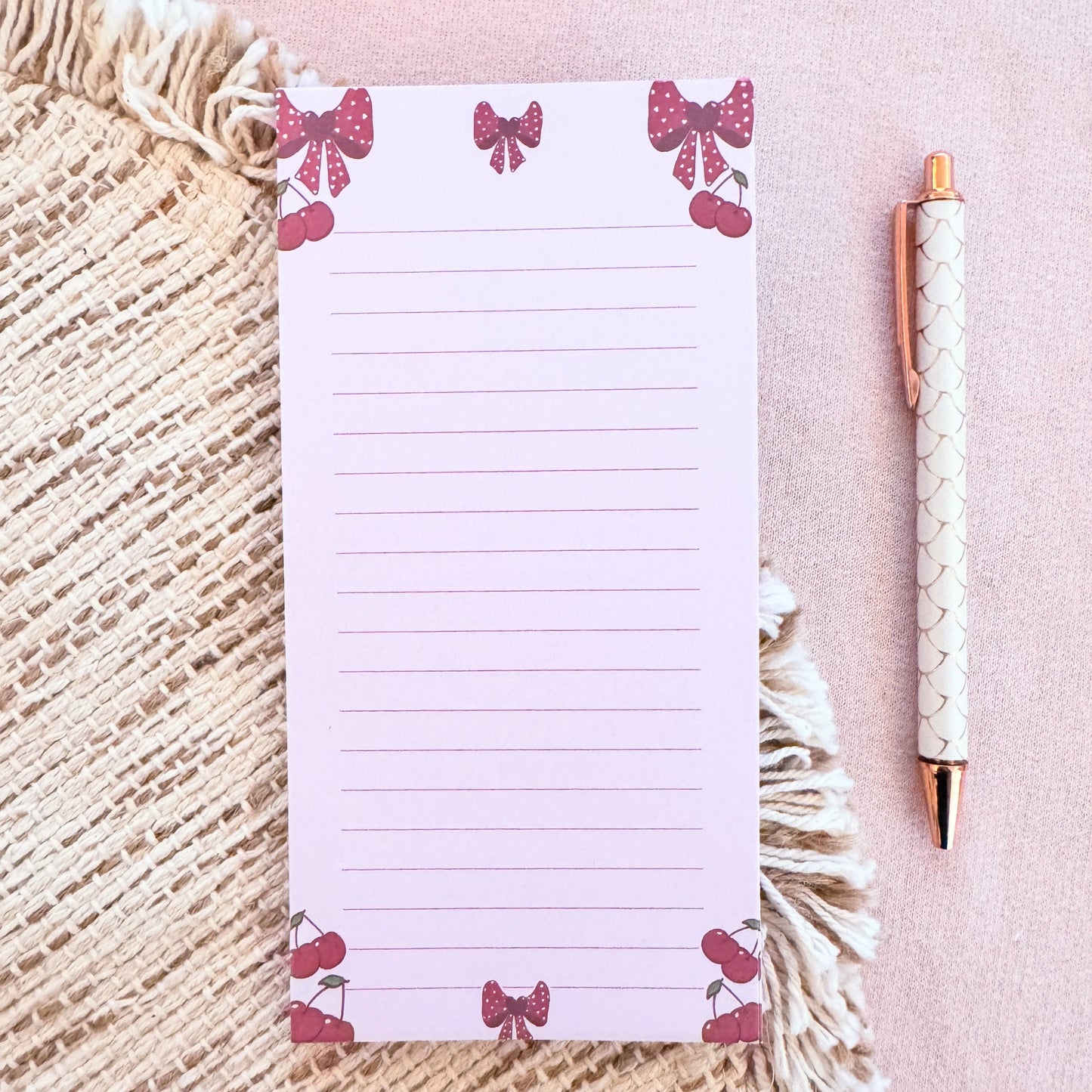 Red Bows & Cherries Notepad / Memo Pad