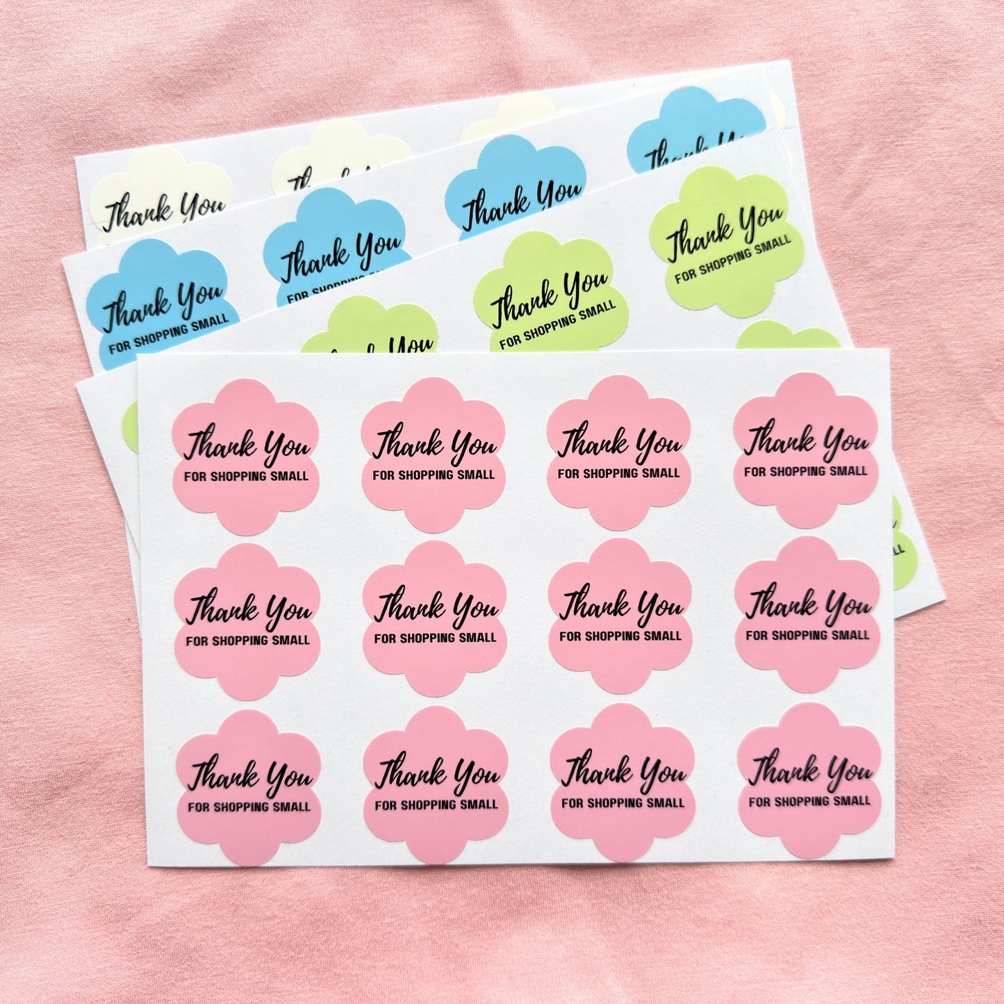 Thank You for Shopping Small 24 stickers (Flower) | Vinyl Stickers