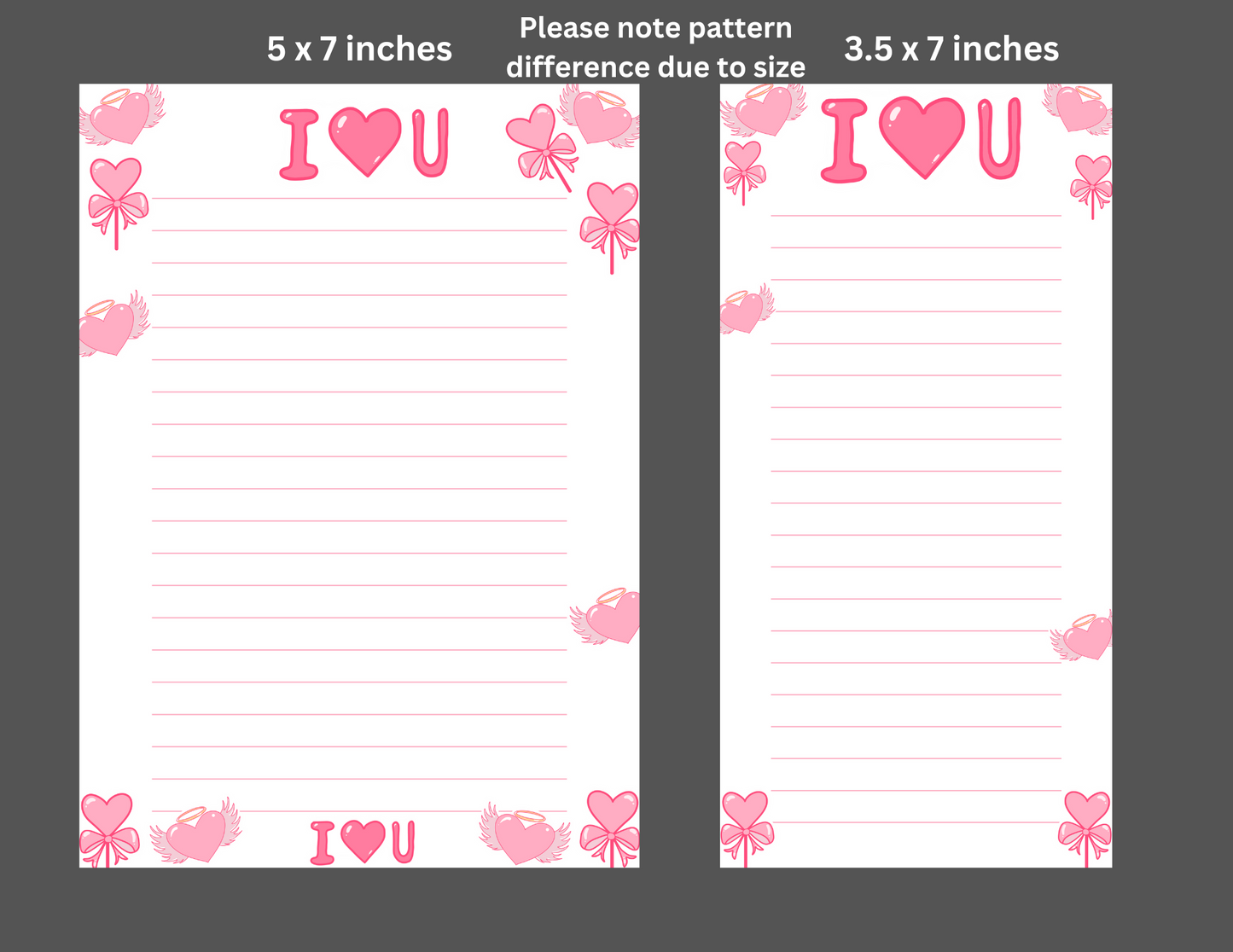 Pink I Love U Notepad / Memo Pad