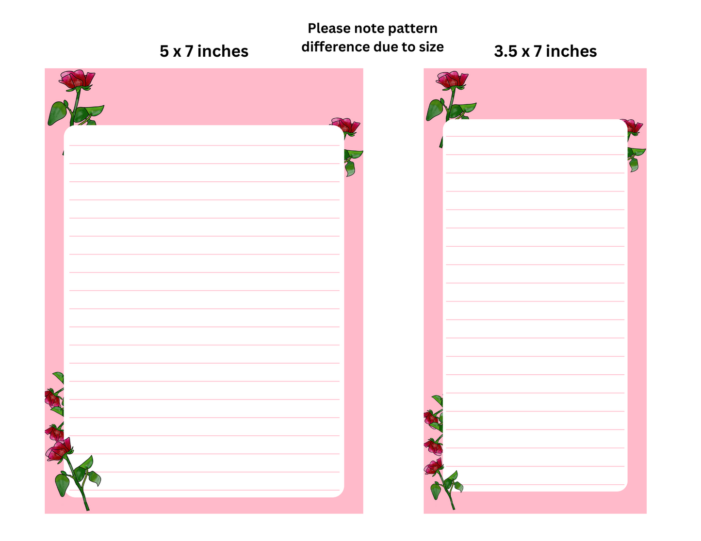 Pink with Roses Notepad / Memo Pad