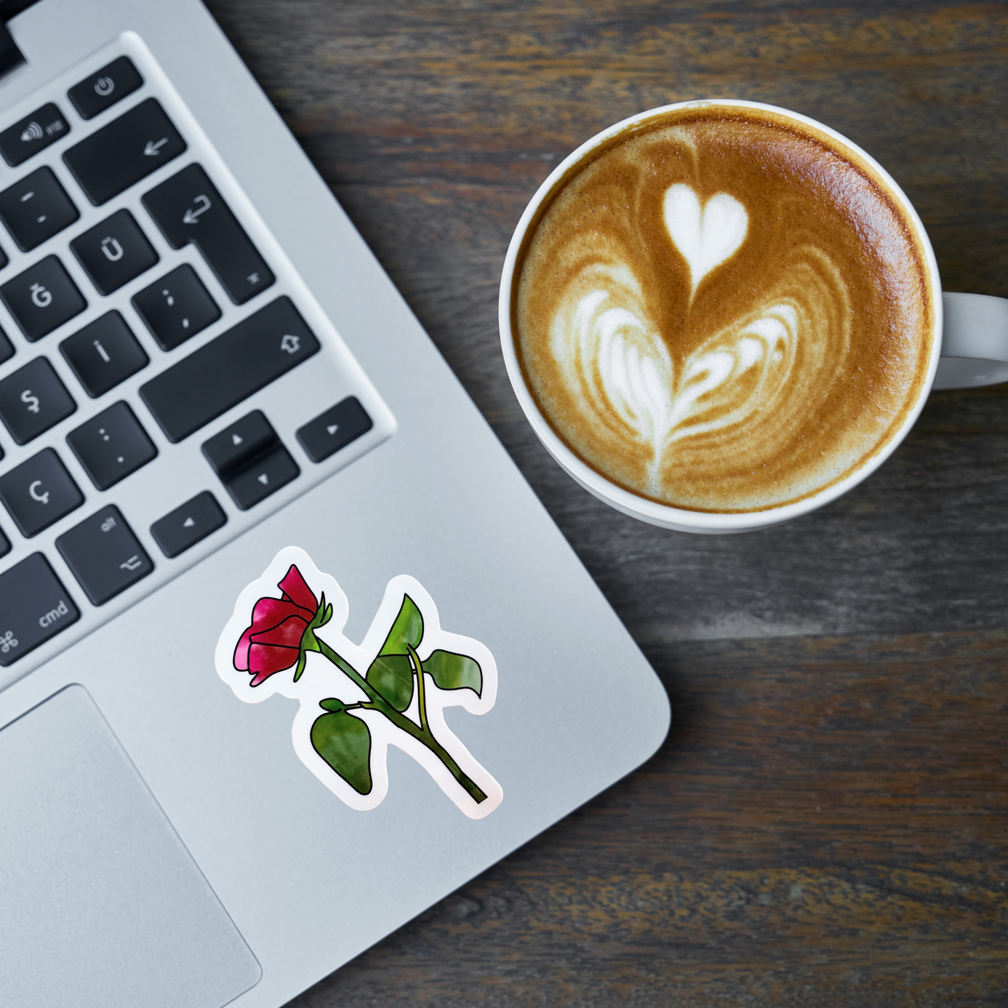 Red Rose Vinyl Sticker