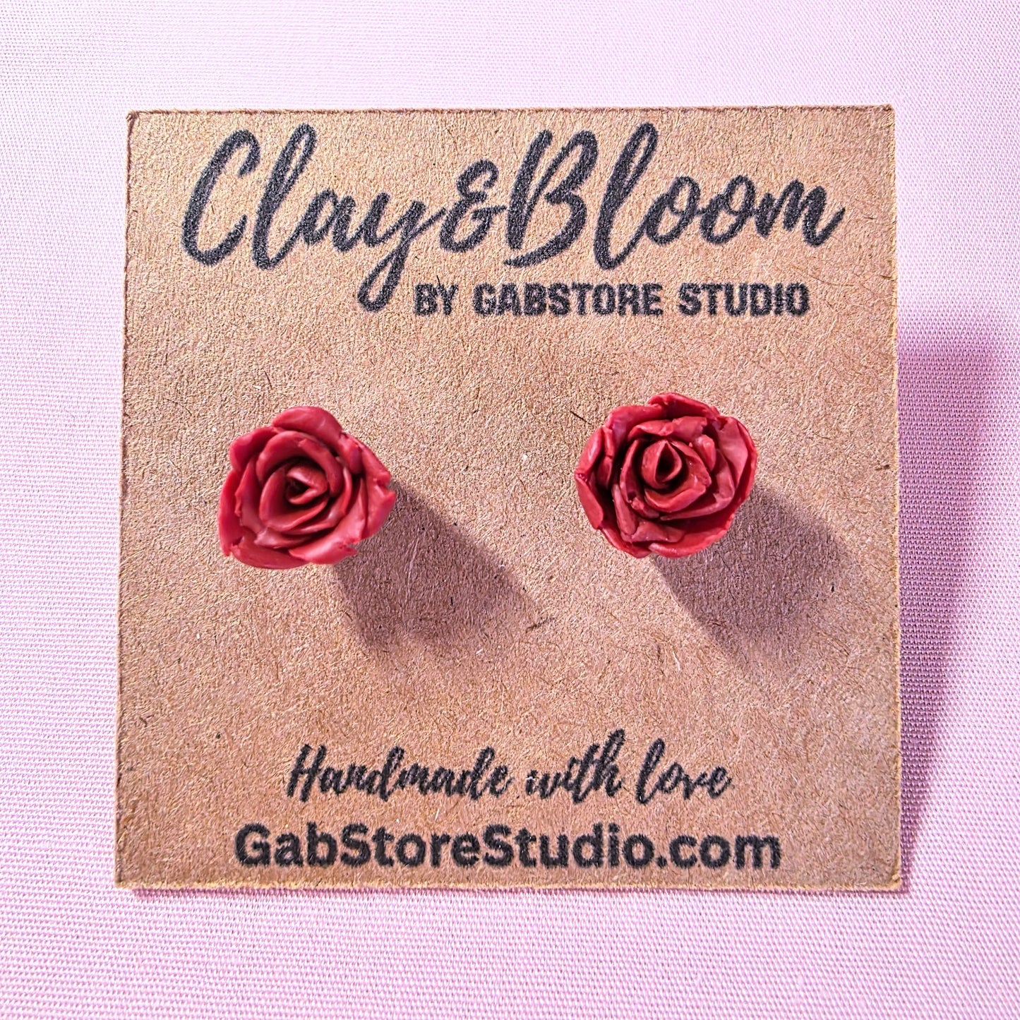 Red Rose Stud Earrings