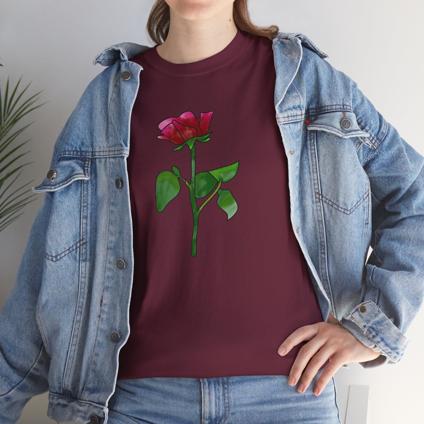 Unisex Heavy Cotton Rose Graphic Tee