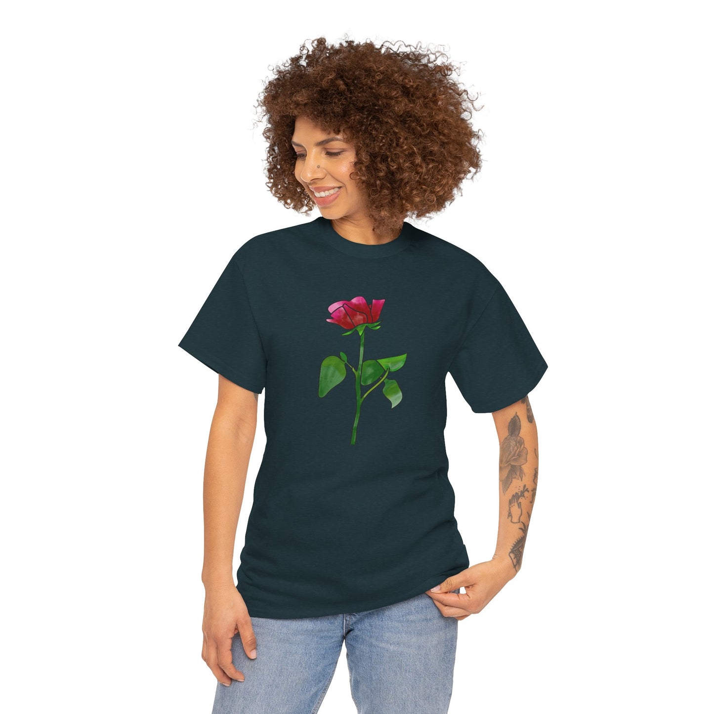 Unisex Heavy Cotton Rose Graphic Tee