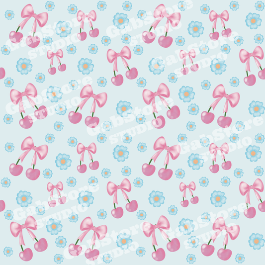 Cherries and Flowers | 12x12 PNG Seamless File