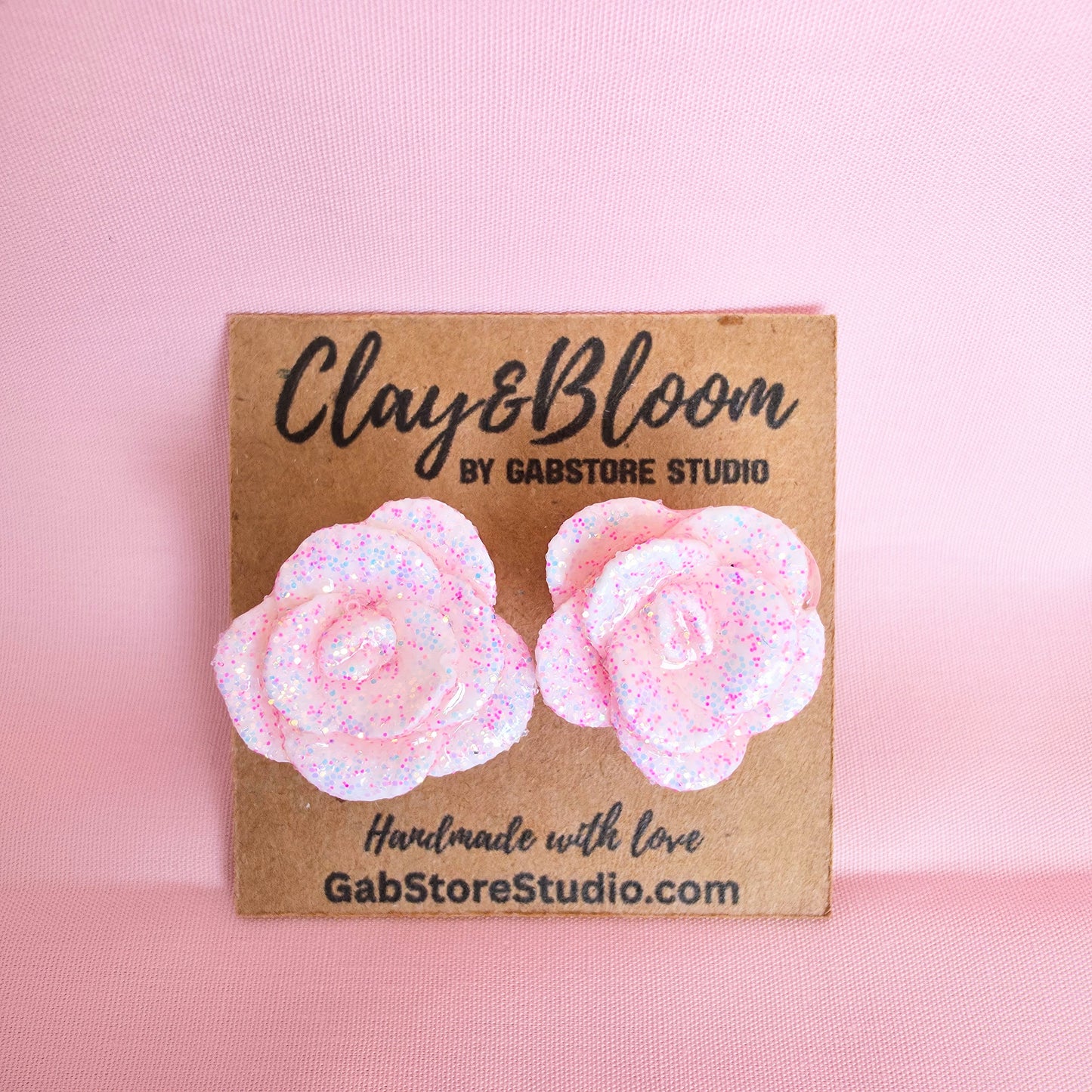 White Chunky Flower Stud Earrings