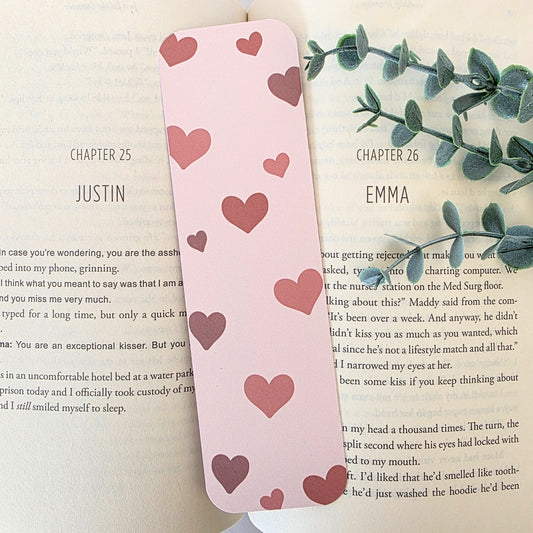 Brown Hearts Matte Bookmark