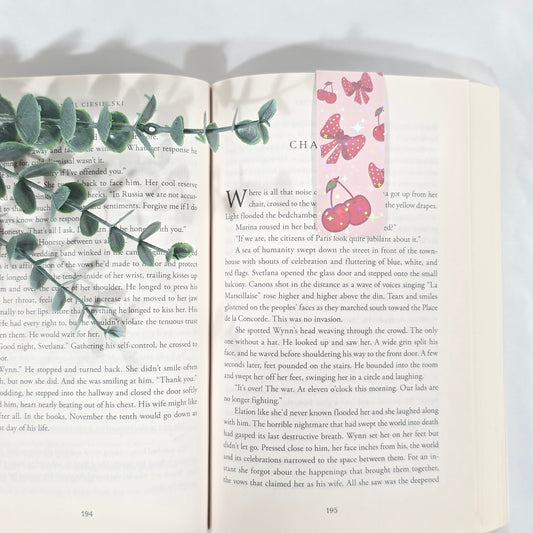 Cherry Bow | Sparkle Holographic Magnetic Bookmark