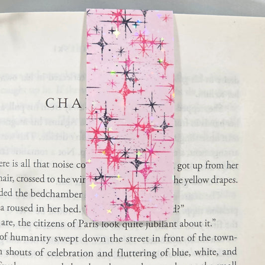 Pink Stars | Sparkle Holographic Magnetic Bookmark