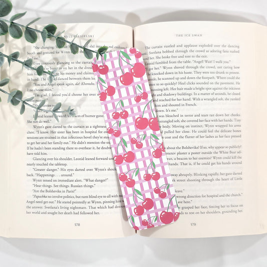 Cherry Gingham | Bookmark (2x7")
