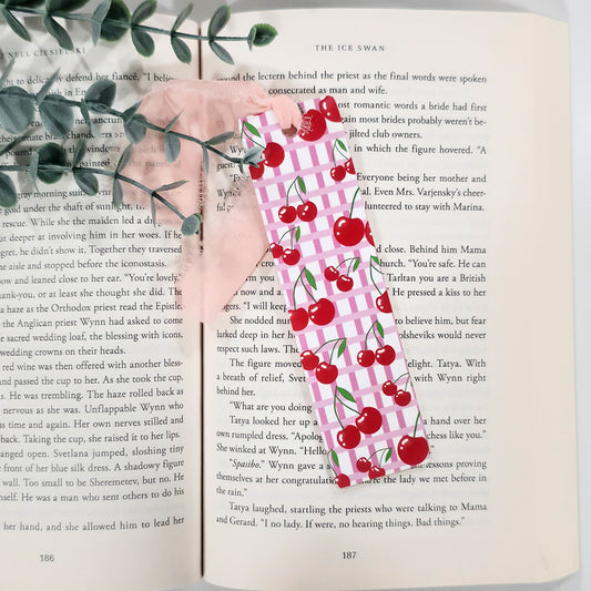 Cherry Gingham | Acrylic Bookmark (1.5x5.5")