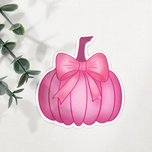 Pink Pumpkin w/Bow | Vinyl Sticker