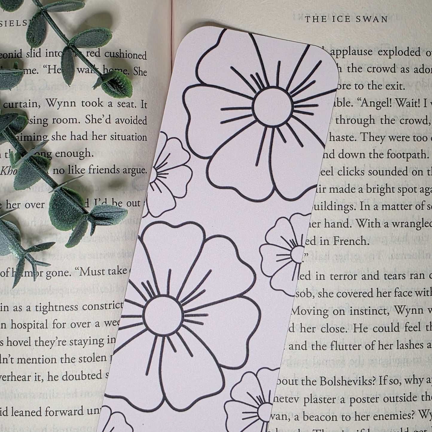Black Outlined Flowers | Bookmark (2x7")