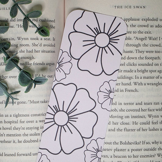 Black Outlined Flowers | Bookmark (2x7")
