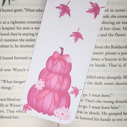 Pink Pumpkin Stack | Bookmark (2x7")