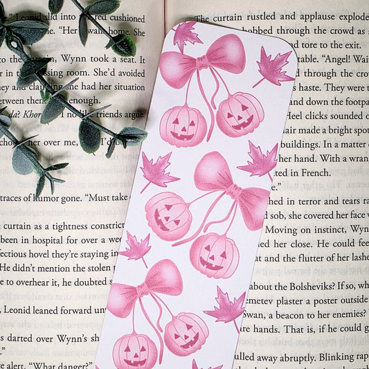 Pink Pumpkins w/Bows | Bookmark (2x7")