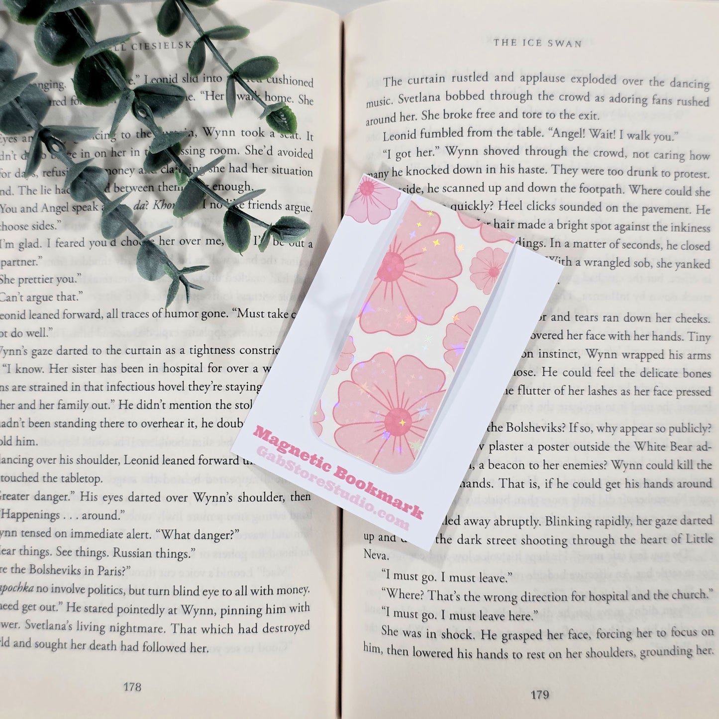 Pink Floral | Sparkle Holographic Magnetic Bookmark