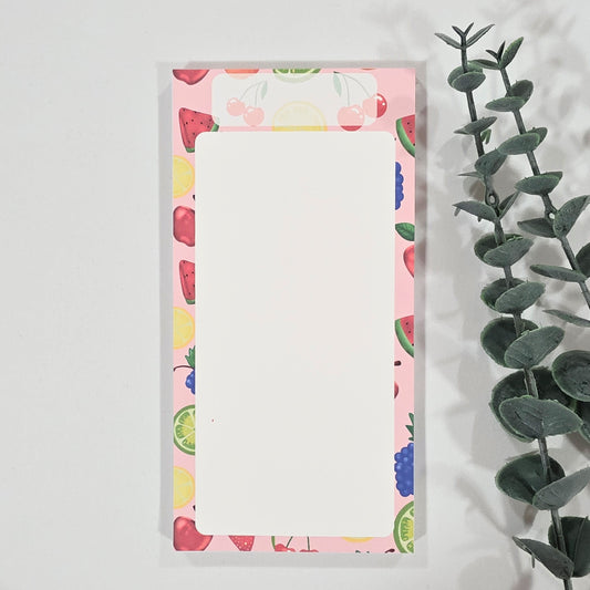 Notepad with fruit pattern on a white background