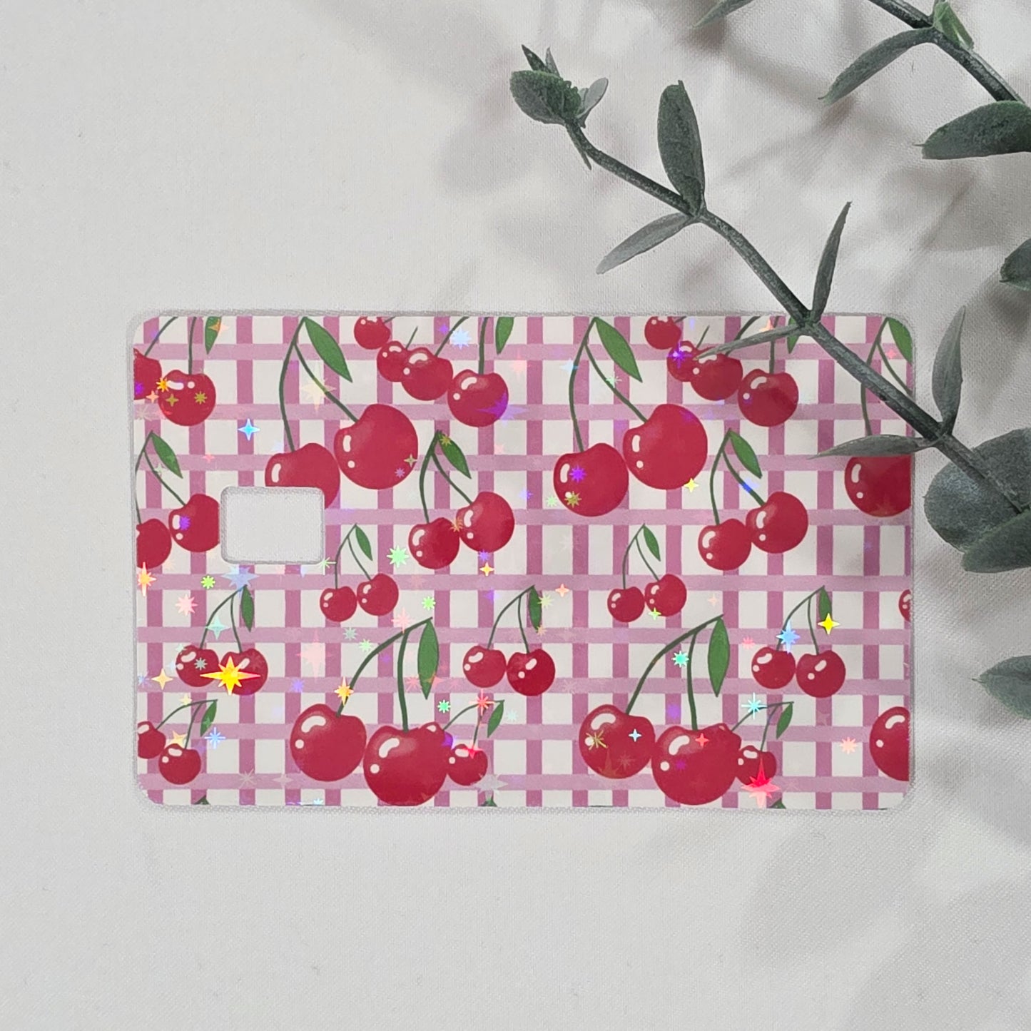 Credit Card Skin Sticker – Cherry Gingham Pattern