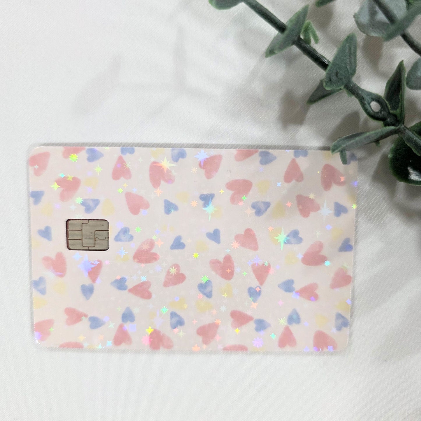 Credit Card Skin Sticker – Pastel Hearts Design