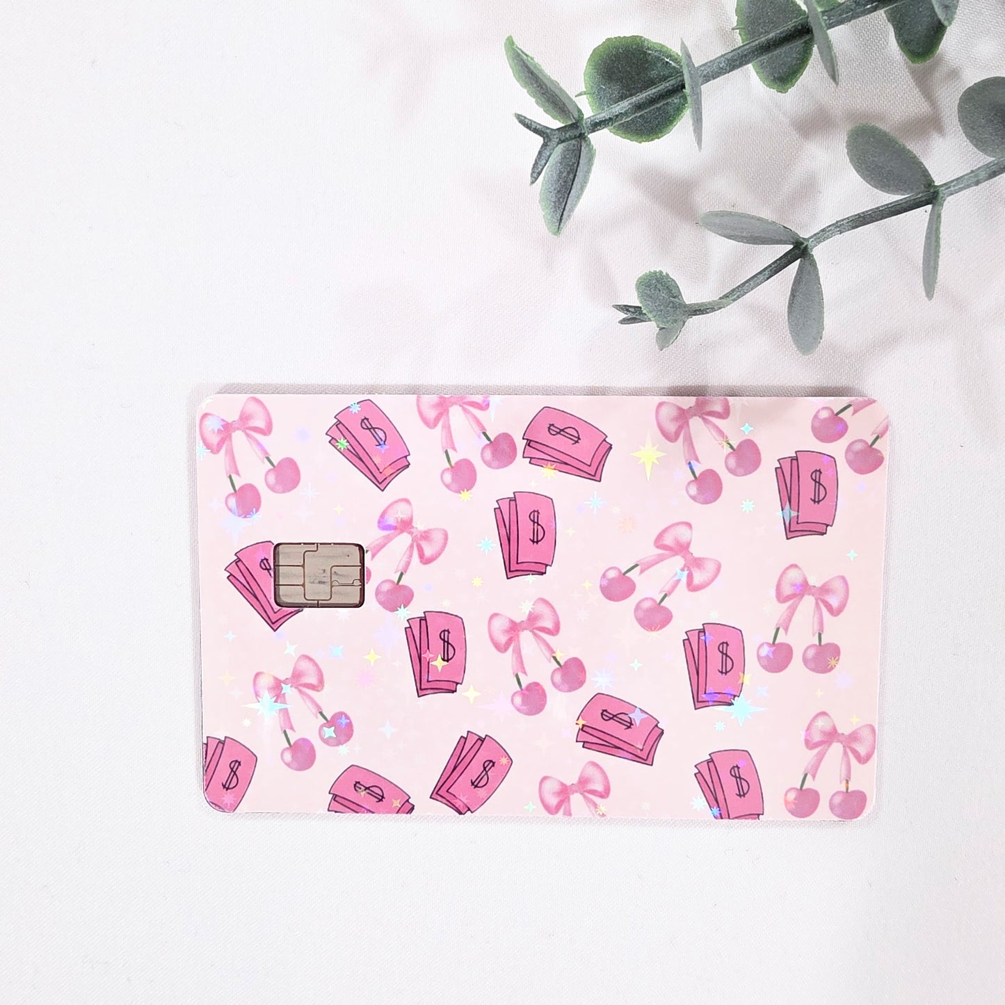 Credit Card Skin Sticker – Pink Dollar Bills Design