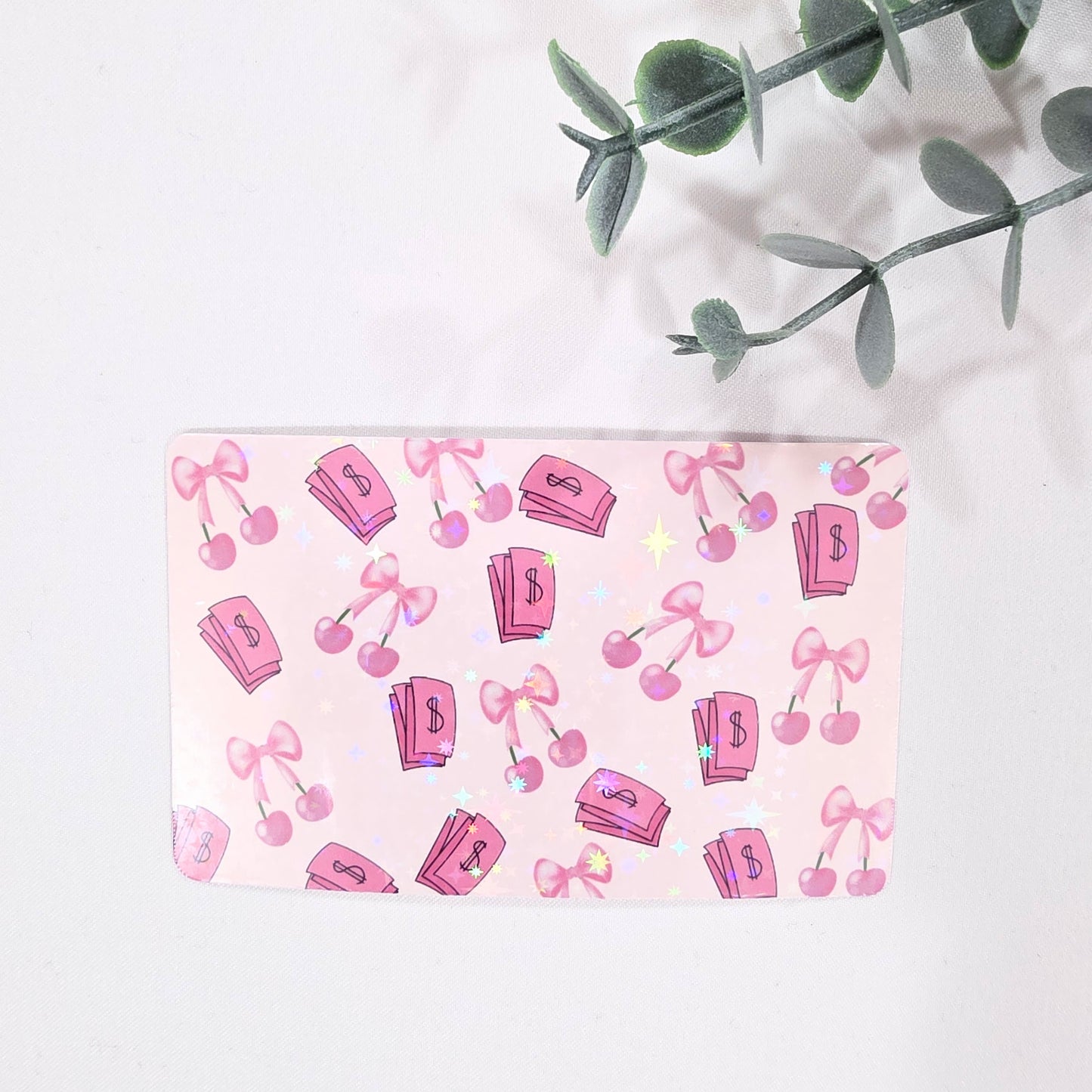 Credit Card Skin Sticker – Pink Dollar Bills Design